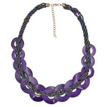 Collierkette Glasperlenkette mit Muschelringen lila Collierkette Glasperlenkette mit Muschelringen lila