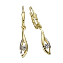 Ohrhänger 333 Gold zweifarbig 2x Zirkonia weiß Ohrhänger 333 Gold zweifarbig 2x Zirkonia weiß