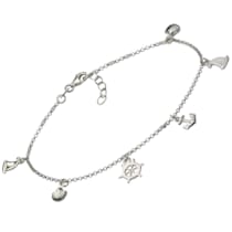 Fußkette 925 Sterling Silber rhodiniert maritime Motive Fußkette 925 Sterling Silber rhodiniert maritime Motive