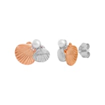 Ohrstecker 925/- Sterling Silber rhodiniert teils rot vergoldet Muschel Ohrstecker 925/- Sterling Silber rhodiniert teils rot vergoldet Muschel