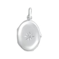 Medaillon 925/- Sterling Silber rhodiniert oval Zirkonia Medaillon 925/- Sterling Silber rhodiniert oval Zirkonia