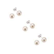 Ohrstecker 3er-Set 925 Silber rhodiniert Süßwasserzuchtperlen weiß 5mm Ohrstecker 3er-Set 925 Silber rhodiniert Süßwasserzuchtperlen weiß 5mm