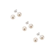 Ohrstecker 3er-Set 925 Silber rhodiniert Süßwasserzuchtperlen weiß 4mm Ohrstecker 3er-Set 925 Silber rhodiniert Süßwasserzuchtperlen weiß 4mm