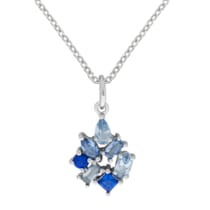 Anhänger mit Kette 925/- Sterling Silber rhodiniert synth. Steine blau Anhänger mit Kette 925/- Sterling Silber rhodiniert synth. Steine blau