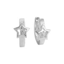 Klappcreolen 925/- Sterling Silber Stern Zirkonia Klappcreolen 925/- Sterling Silber Stern Zirkonia