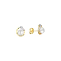 Ohrstecker 375/- Gelbgold bicolor Zirkona Perle Ohrstecker 375/- Gelbgold bicolor Zirkona Perle