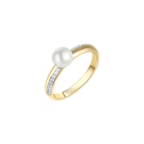Ring 375/- Gelbgold bicolor Zirkonia und Perle Ring 375/- Gelbgold bicolor Zirkonia und Perle
