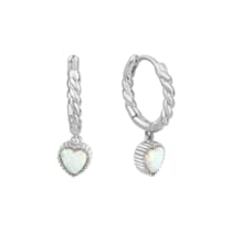 Creolen 925/- Sterling Silber rhodiniert synth. Opal Creolen 925/- Sterling Silber rhodiniert synth. Opal