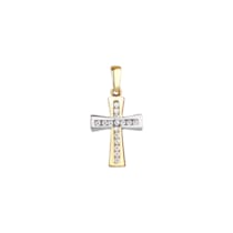 Anhänger 375/- Gelbgold bicolor Kreuz Zirkonia Anhänger 375/- Gelbgold bicolor Kreuz Zirkonia