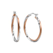 Creolen 925/- Sterling Silber rhodiniert teils rosé vergoldet 30mm Creolen 925/- Sterling Silber rhodiniert teils rosé vergoldet 30mm