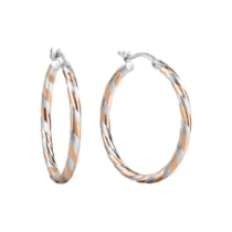 Creolen 925/- Sterling Silber rhodiniert teils rosé vergoldet 30mm 2,5mm Creolen 925/- Sterling Silber rhodiniert teils rosé vergoldet 30mm 2,5mm