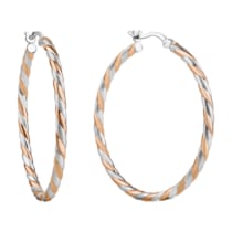 Creolen 925/- Sterling Silber rhodiniert teils rosé vergoldet 40mm 2,5mm Creolen 925/- Sterling Silber rhodiniert teils rosé vergoldet 40mm 2,5mm