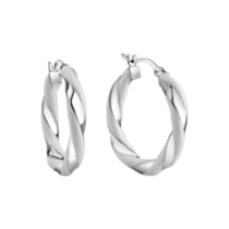 Creolen 925/- Sterling Silber rhodiniert weißer Lack 27mm Creolen 925/- Sterling Silber rhodiniert weißer Lack 27mm