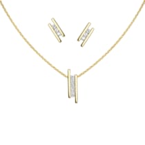 Set Anhänger/Kette und Ohrstecker 925/- Sterling Silber vergoldet Zirkonia Set Anhänger/Kette und Ohrstecker 925/- Sterling Silber vergoldet Zirkonia