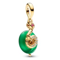 763617C01 Charm-Anhänger Schlange mit Grünem Muranoglas Goldfarbe 763617C01 Charm-Anhänger Schlange mit Grünem Muranoglas Goldfarbe