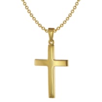 75543 Kreuz-Anhänger 24 mm Gold 585 + Silberkette goldplattiert 75543 Kreuz-Anhänger 24 mm Gold 585 + Silberkette goldplattiert