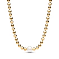 363176C01-45 Damen-Kette Süßwasser-Zuchtperle und Kugeln Goldfarb 363176C01-45 Damen-Kette Süßwasser-Zuchtperle und Kugeln Goldfarb
