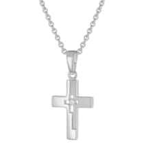 28402 Kinder-Halskette Mit Kleinem Kreuz 925 Silber Rhodiniert 28402 Kinder-Halskette Mit Kleinem Kreuz 925 Silber Rhodiniert