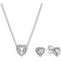 28510 Damen-Geschenkset Halskette und Ohrringe Erhabenes Herz Wei 28510 Damen-Geschenkset Halskette und Ohrringe Erhabenes Herz Wei