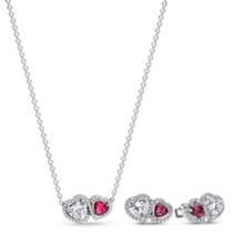 28512 Damen-Schmuckset Halskette und Ohrringe Halo Herzen Zweifar 28512 Damen-Schmuckset Halskette und Ohrringe Halo Herzen Zweifar
