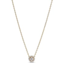 363548C01-45 Damen-Kette Runder Pavé Heiligenschein Goldfarben 363548C01-45 Damen-Kette Runder Pavé Heiligenschein Goldfarben