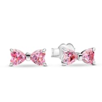 293505C01 Damen-Ohrstecker Silber Funkelnde Pinkfarbene Schleife 293505C01 Damen-Ohrstecker Silber Funkelnde Pinkfarbene Schleife