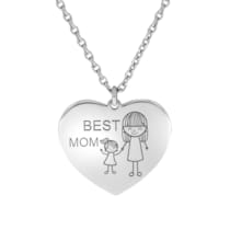Anhänger mit Kette 925/- Sterling Silber Rhodiniert Herz mit Gravur Anhänger mit Kette 925/- Sterling Silber Rhodiniert Herz mit Gravur