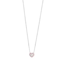 Anhänger mit Kette 925/- Sterling Silber weiss Herz mit Zirkonia pink Anhänger mit Kette 925/- Sterling Silber weiss Herz mit Zirkonia pink