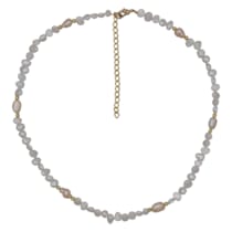 Kette Süßwasserperlkette weiß/pfirsich/goldfarben Kette Süßwasserperlkette weiß/pfirsich/goldfarben