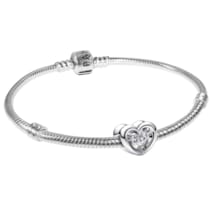 15083 Damen-Armband Silber 925 Strahlendes Herz & Schwebender Ste 15083 Damen-Armband Silber 925 Strahlendes Herz & Schwebender Ste