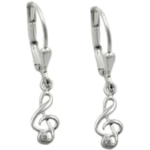 Ohrbrisur Ohrhänger Ohrringe 25x5mm Notenschlüssel mit Zirkonia Silber 925 Ohrbrisur Ohrhänger Ohrringe 25x5mm Notenschlüssel mit Zirkonia Silber 925